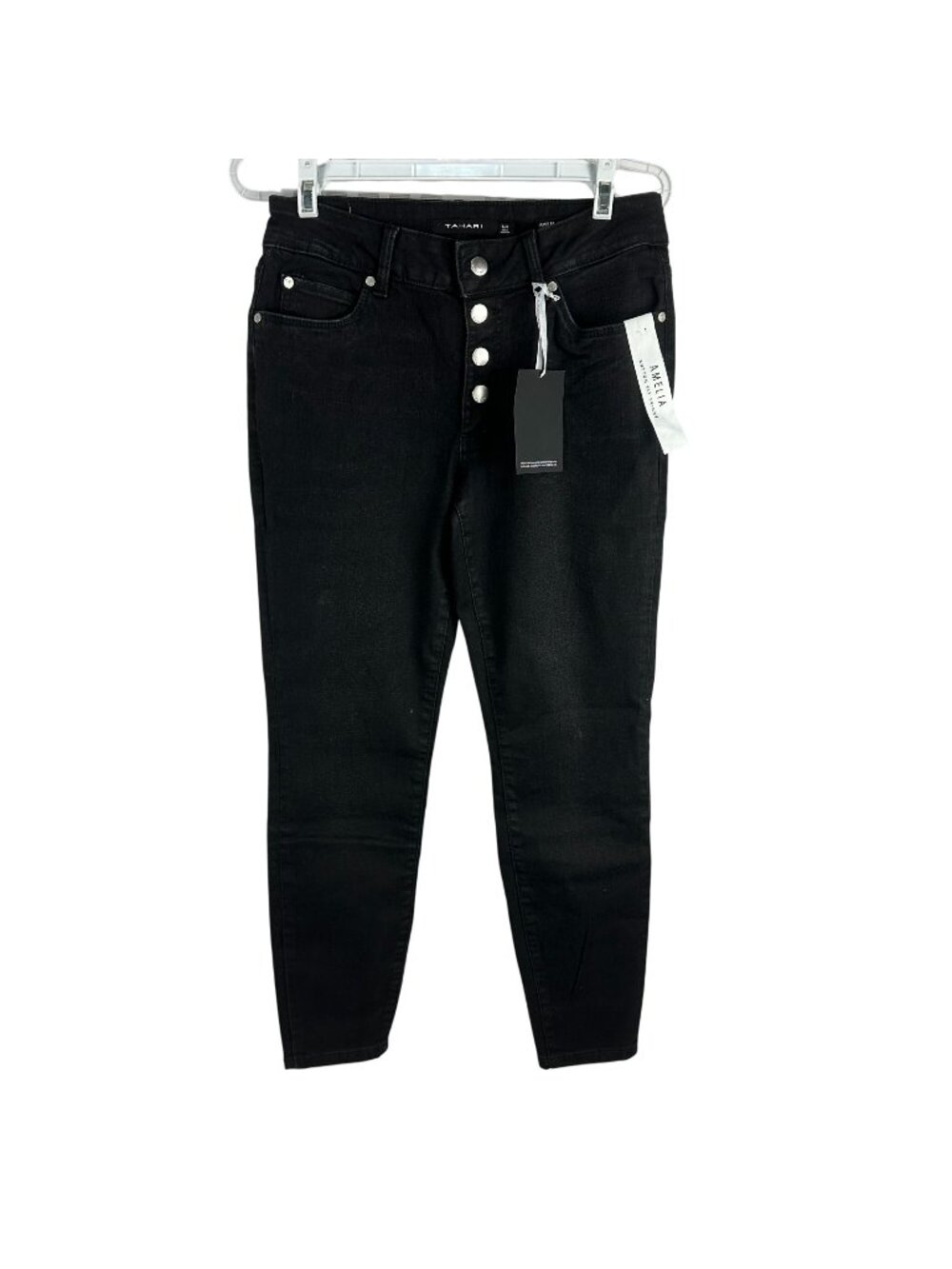 Tahari Amelia Button Fly Skinny Jeans Women’s Size 8/29 Black Stretch Denim New